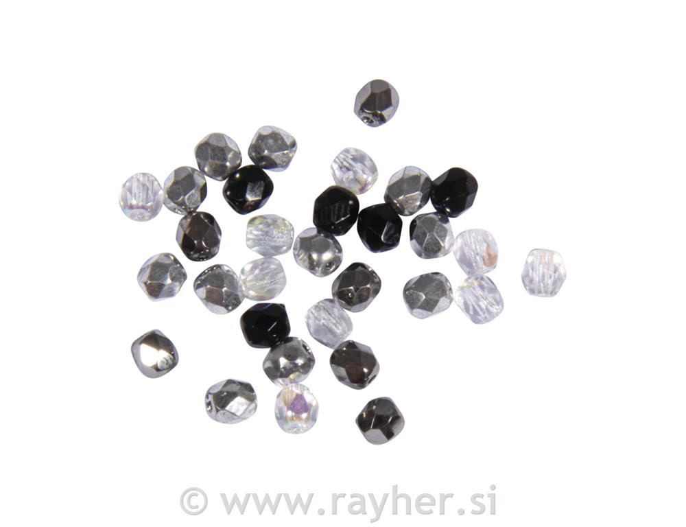 Staklene perlice, brušene, 4mm, kristal,