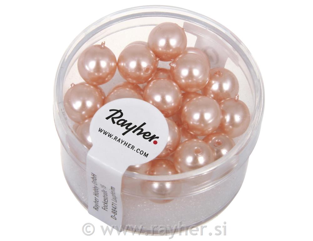 Perle staklo "Renaissance", tem.roza, oko 8 mm, 25 kom.