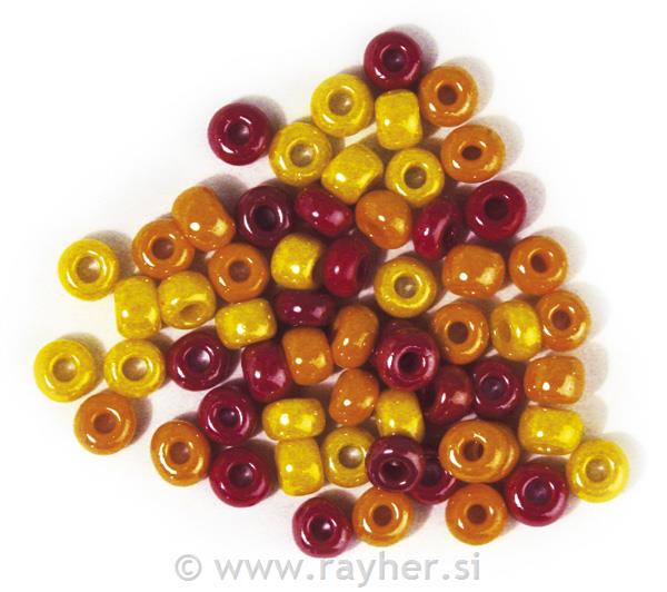 Perle staklene s većom rupom, opak, crvene, oko 6,7 mm, 55g