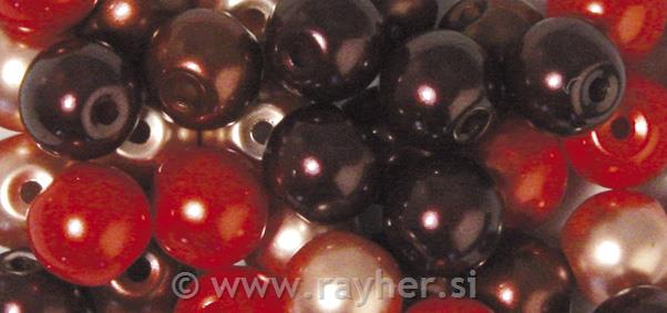 Renaissance Glass wax beads, red mix, 10