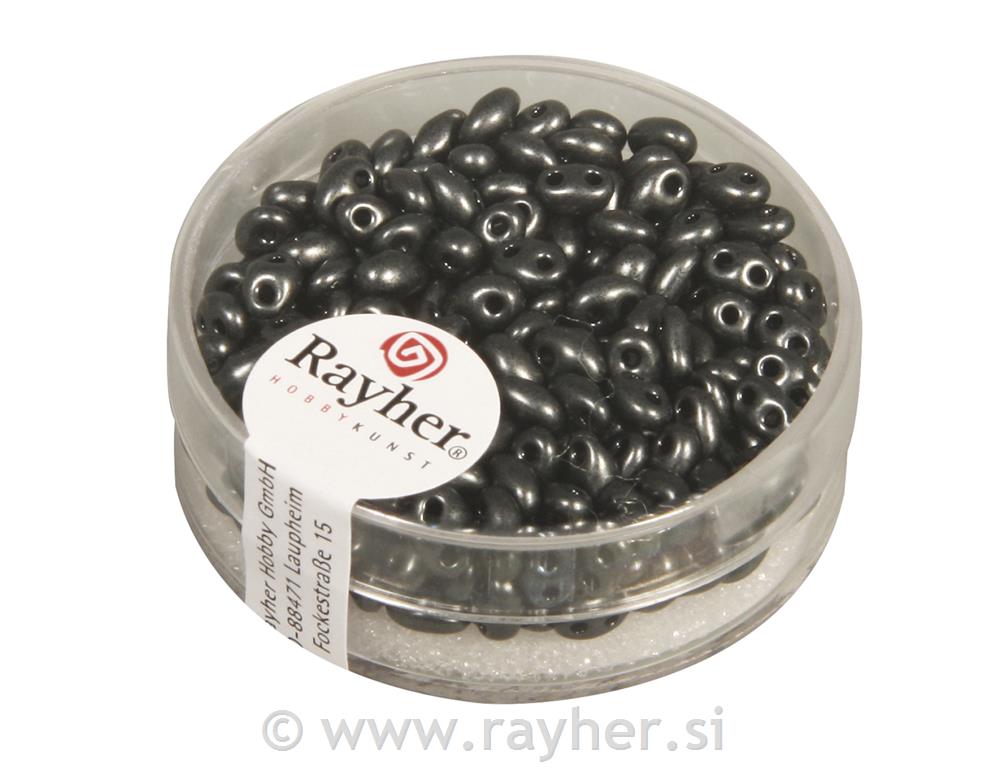 Perle Twin s dvije rupe, siva 10g, 2, 5x5mm, metal