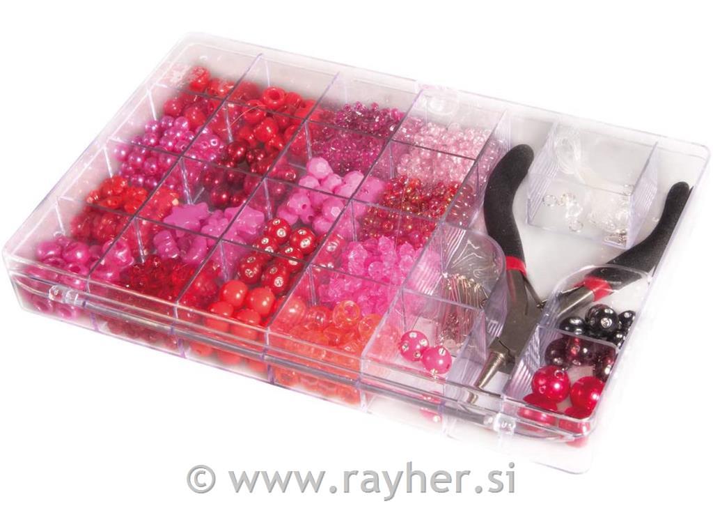 Set perlica s kliještima, crvene/pink,180g