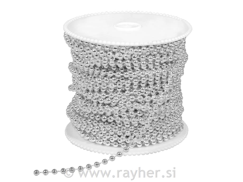 Decorative chain, 3 mm o, silver, spool