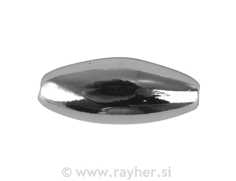 Perle od plastike masline, 6x14 mm, srebro, 12 kom.