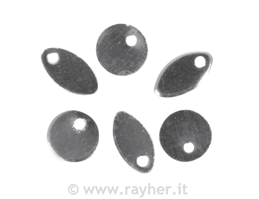 Metalni dio za nakit: disk + oval, s rebrnom, 6-8mm, rupa 1mm o, 3 kom.