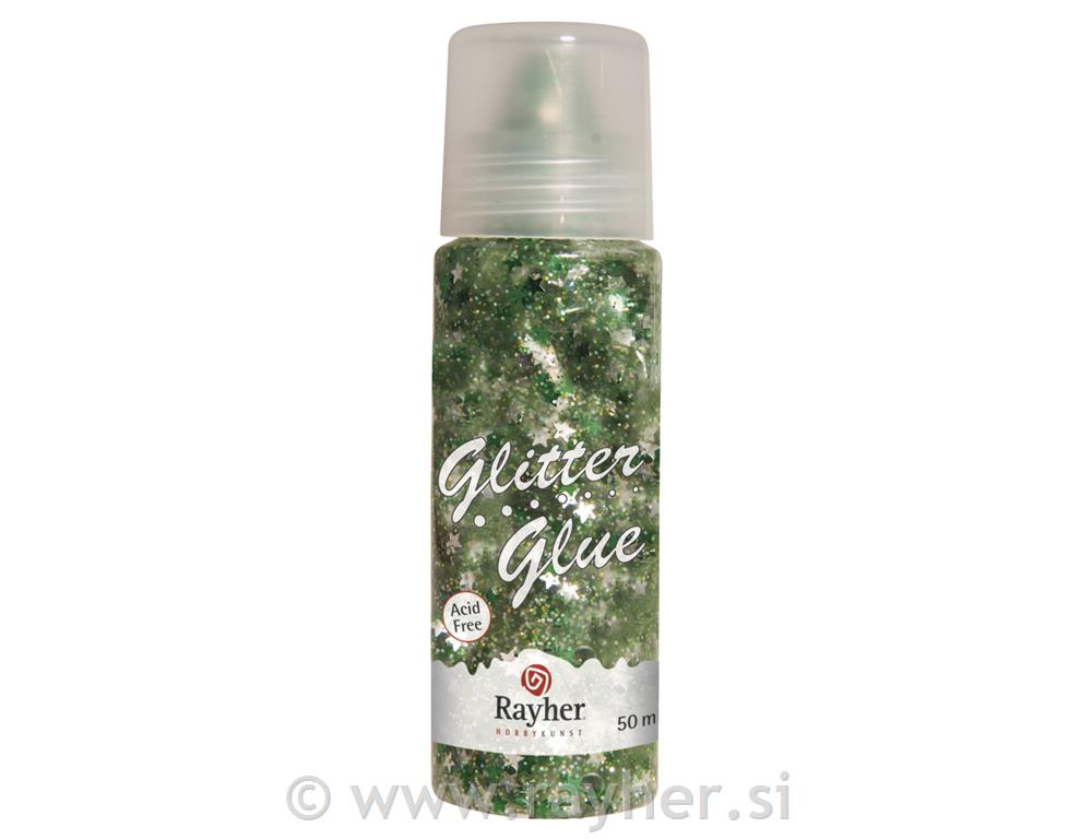 Glitter u ljepilu, zvijezde, zeleno / srebrno, 50ml