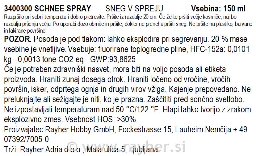 Sprej snijeg, 150 ml, pogodan i za stiropor