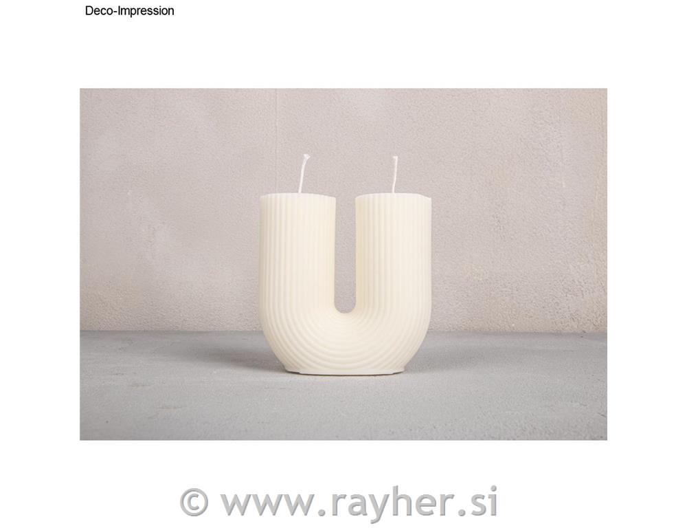 Silicone mould U-shaped ribbed candle, 8.4x3.9cm, height 8.6cm, box 1pc