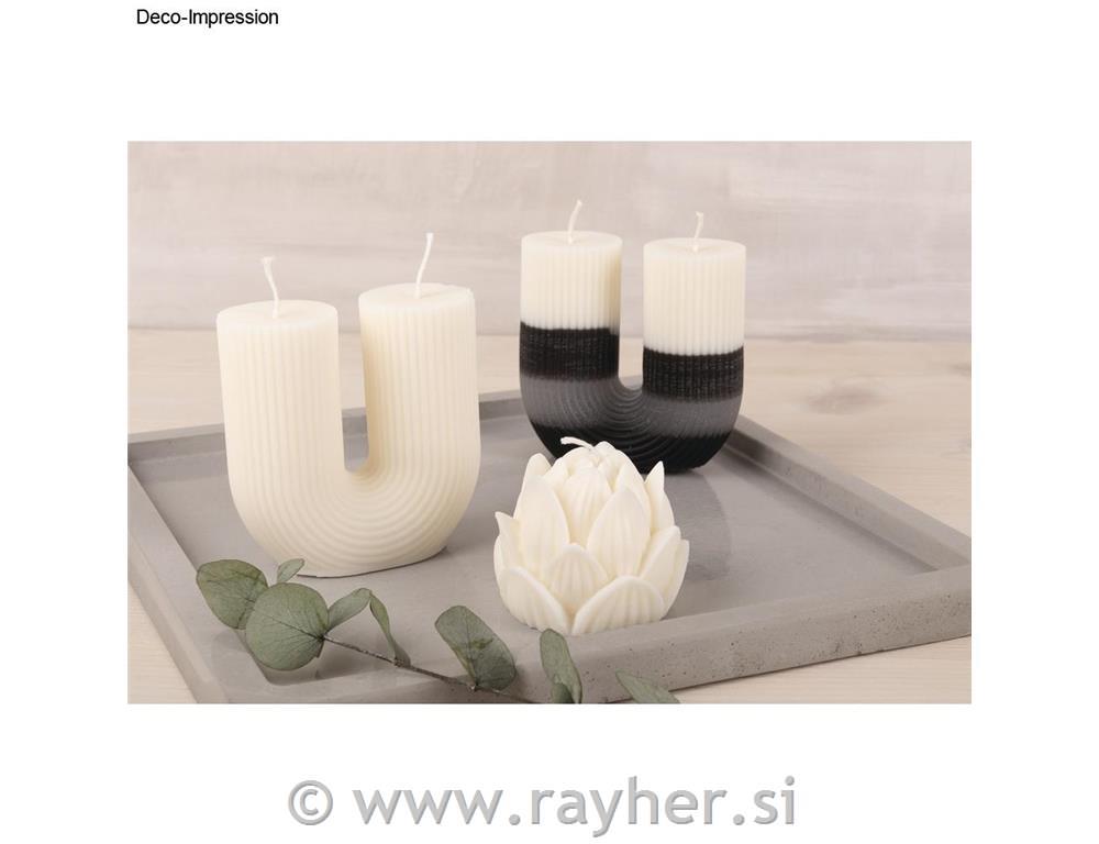 Silicone mould U-shaped ribbed candle, 8.4x3.9cm, height 8.6cm, box 1pc