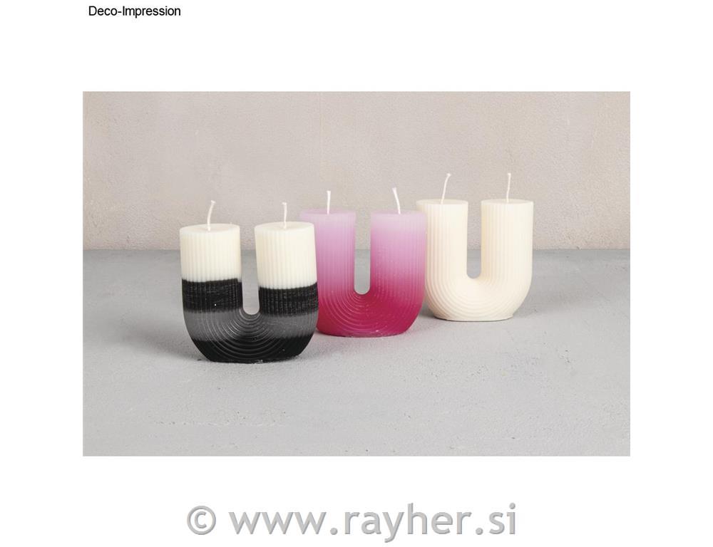 Silicone mould U-shaped ribbed candle, 8.4x3.9cm, height 8.6cm, box 1pc