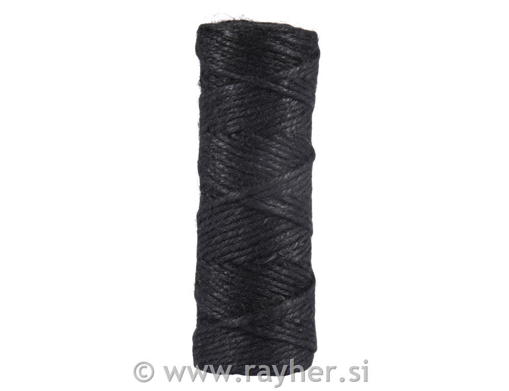 Žica od jute, 4-slojna, 3.5mm, crna, 50m