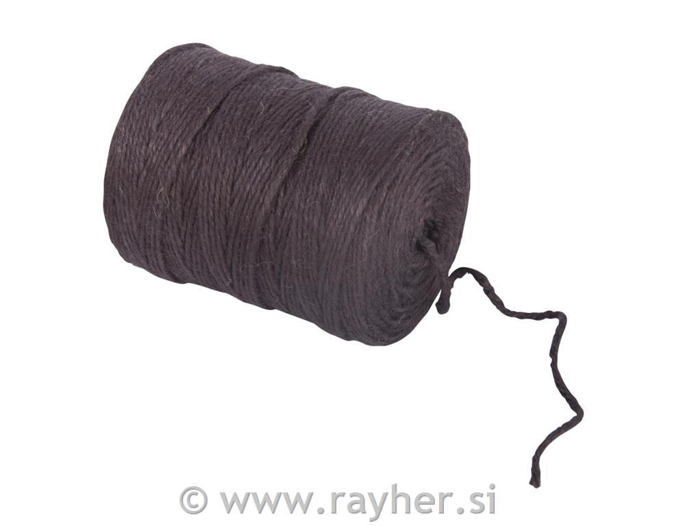 Vrv iz jute, 4-slojna, 3,5 mm o, temno rjava, navoj 280 m