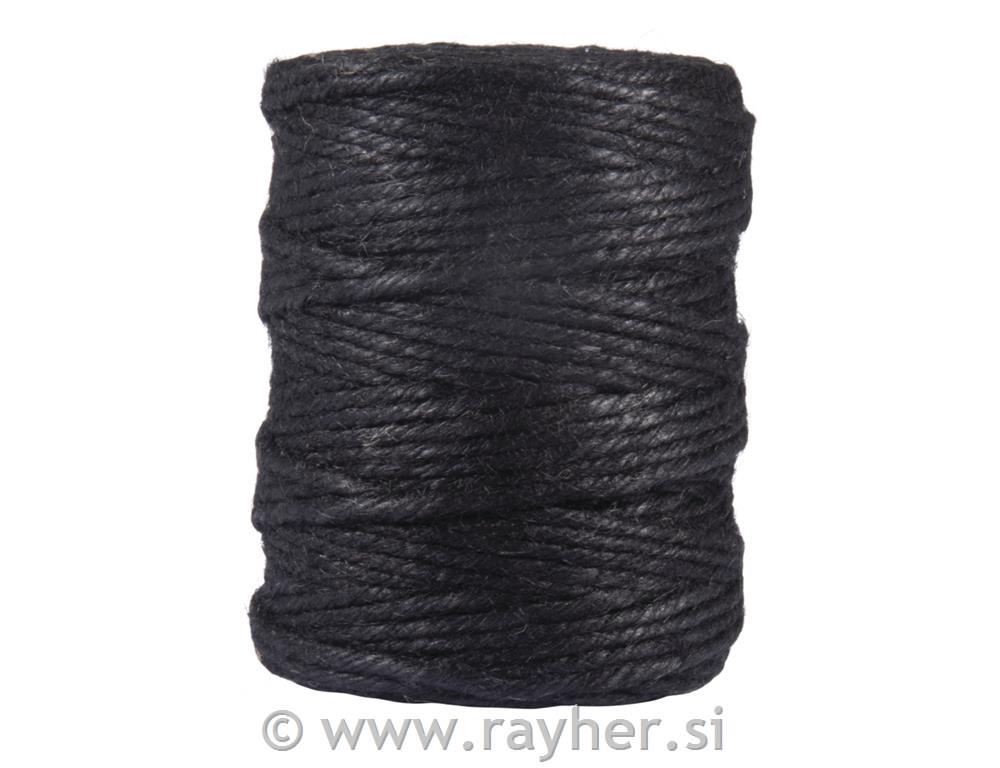 Žica od jute, 6-slojna, 6mm, crna, 120 m