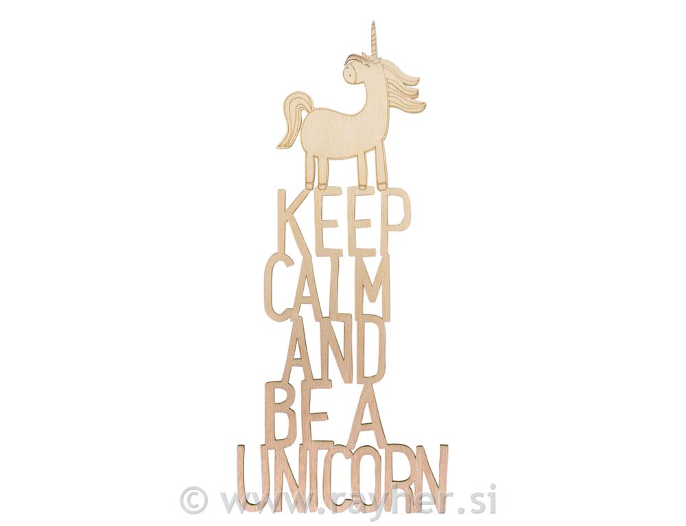 Drveni natpis "Keep calm...unicorn" 15x35.2 x0.4cm