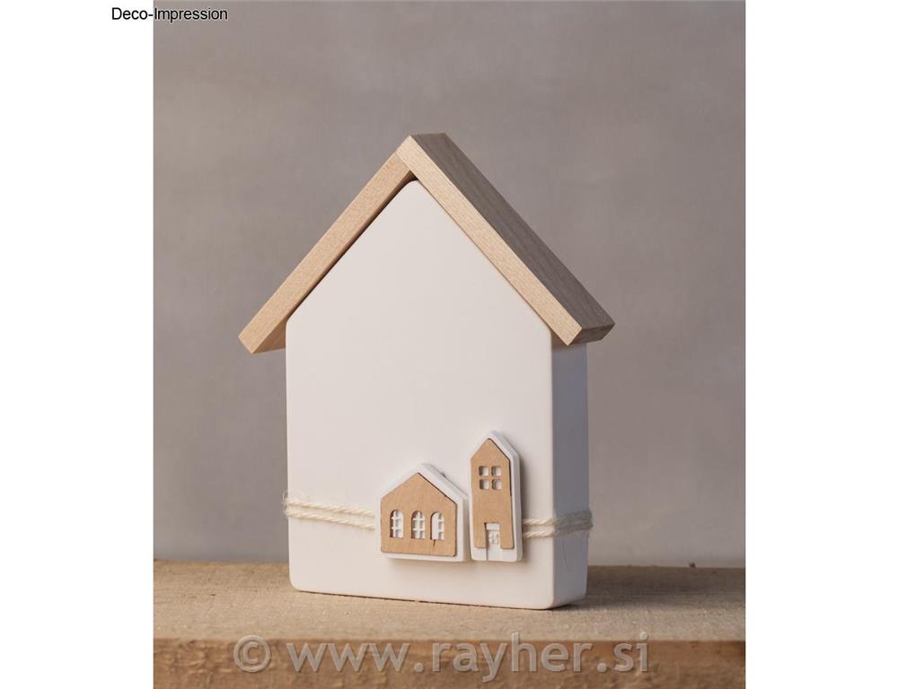 Plywood mini houses, natural, 2x 10.6x3.4 cm + 2 x 14x3,4 cm