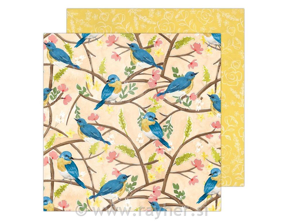 Scrapbooking papir Bird Branch;30,5x30,5 cm