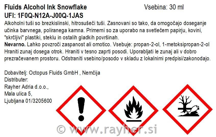 Alkoholni tuš Fluids 30 ml, snowflake, pokrivna boja