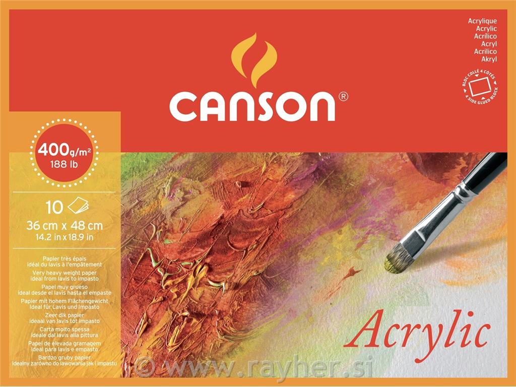 Blok Canson Acrylic 36x48 cm 400 g, 10 l