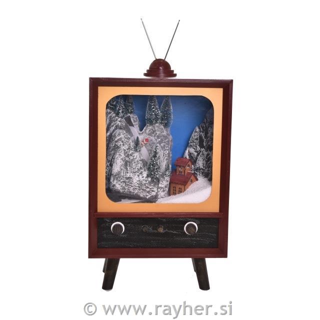 BOŽIČNI RETRO TV, SNEG&GLASBA, 37X21X59CM