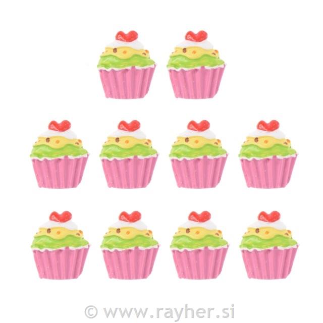 Cupcake, set 10, pink-zelene