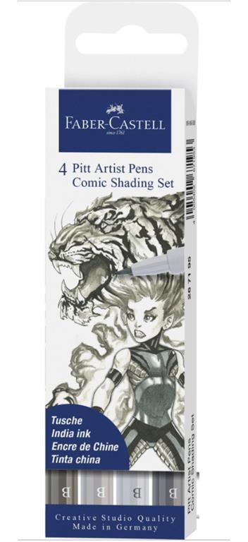 PITT Artist pen B Comic set 4 sivi