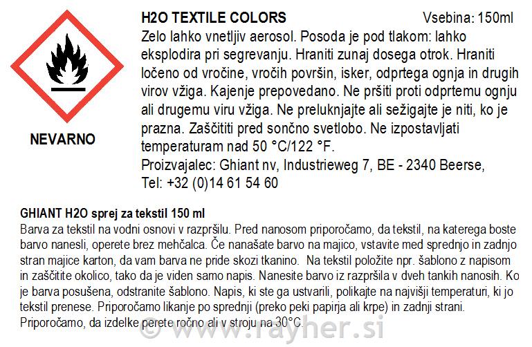 Boje za tekstil u spreju GHIANT H2O, Gold Yellow