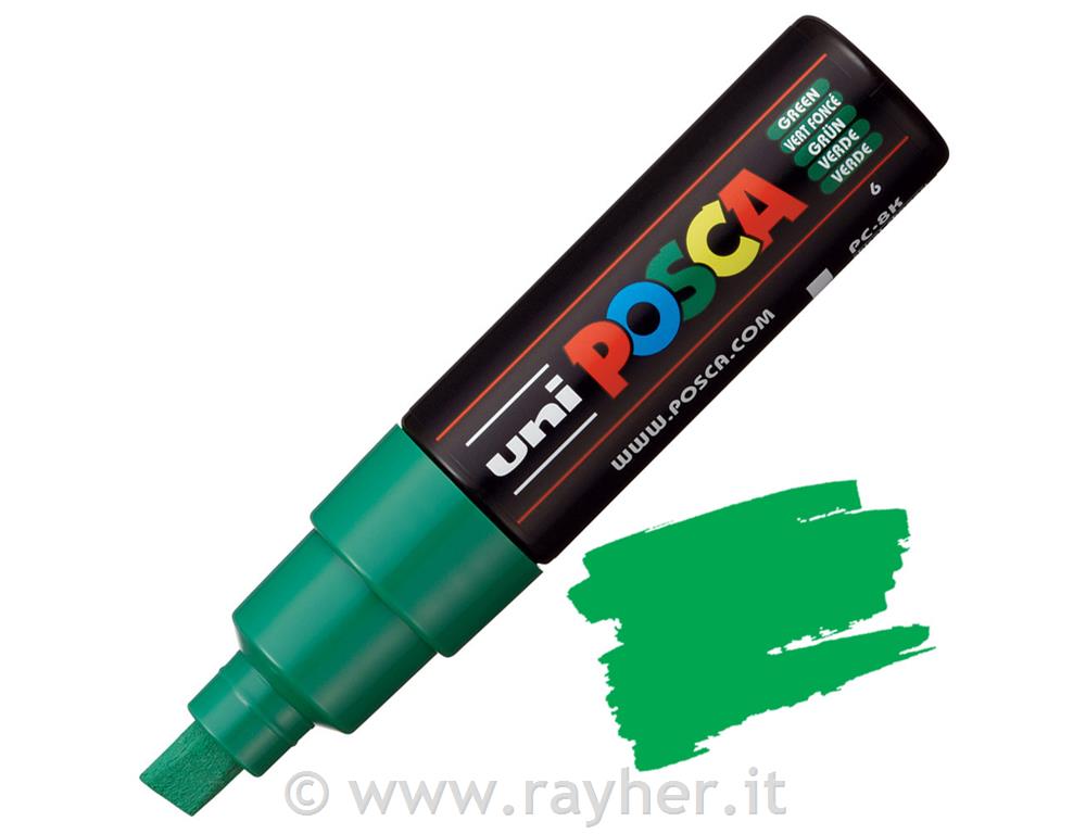 Uni POSCA marker; vrh 8 mm chissel;green