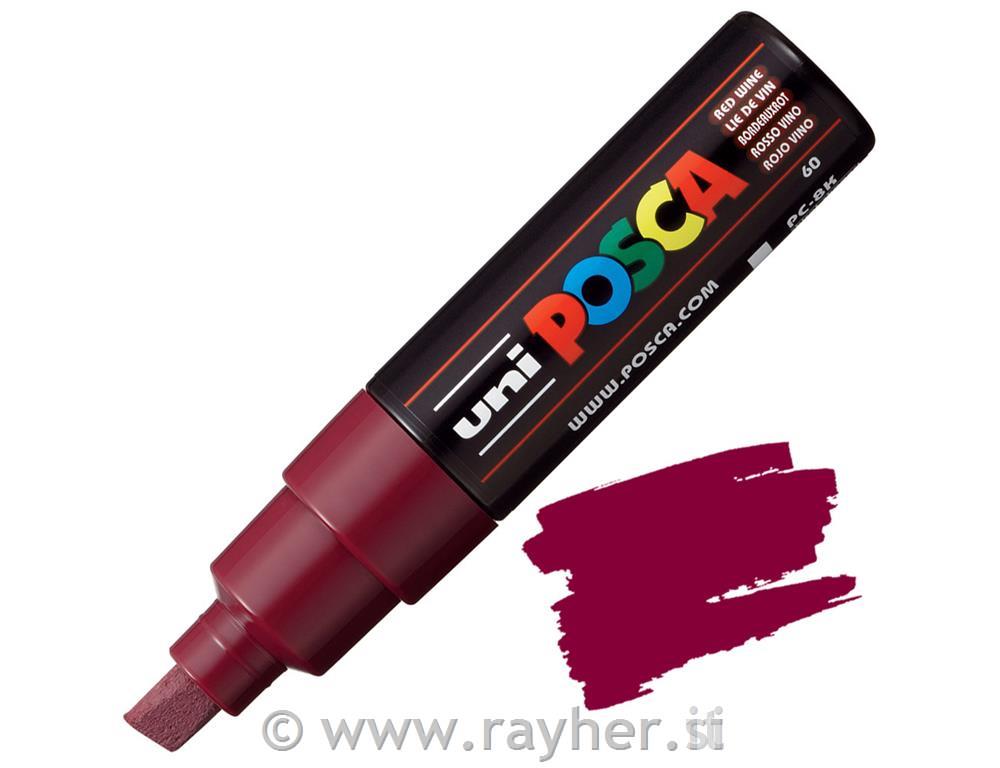 Uni POSCA marker; tip 8 mm chissel;red wine