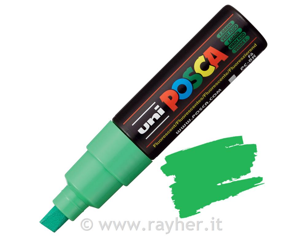 Uni POSCA marker; vrh 8 mm chissel;fluo green