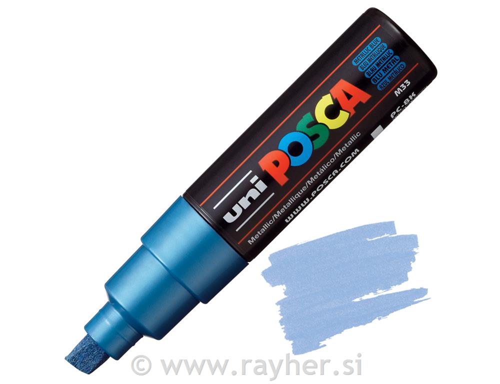 Uni POSCA marker; vrh 8 mm chissel;metallic blue