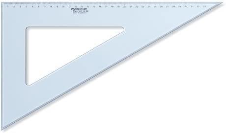 Ravnilo trikotnik, 36 cm 60/30 stopinj transp. moder