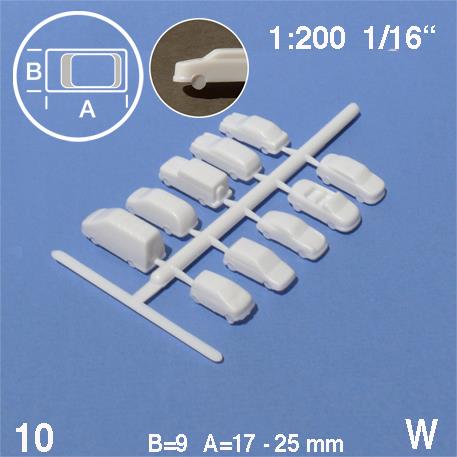 Automobili 1:200 L= 17-25 mmbijeli, 10 kom