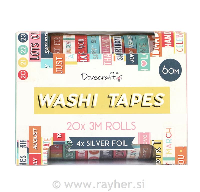 Washi Tape ljepljiva traka, Box, set 20kom