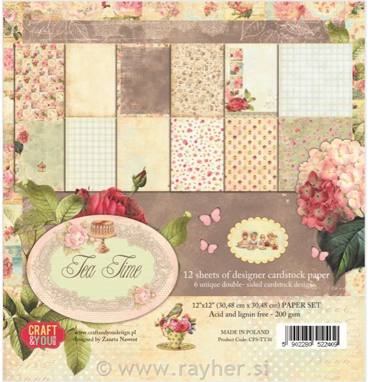 Scrapbooking papiri set, Tea Time