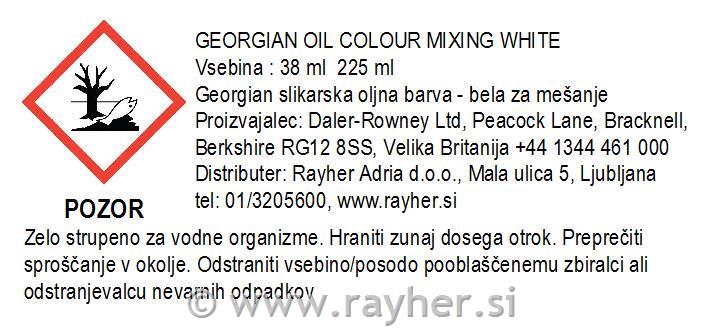 Uljana boja Georgian 38ml, Mixing White